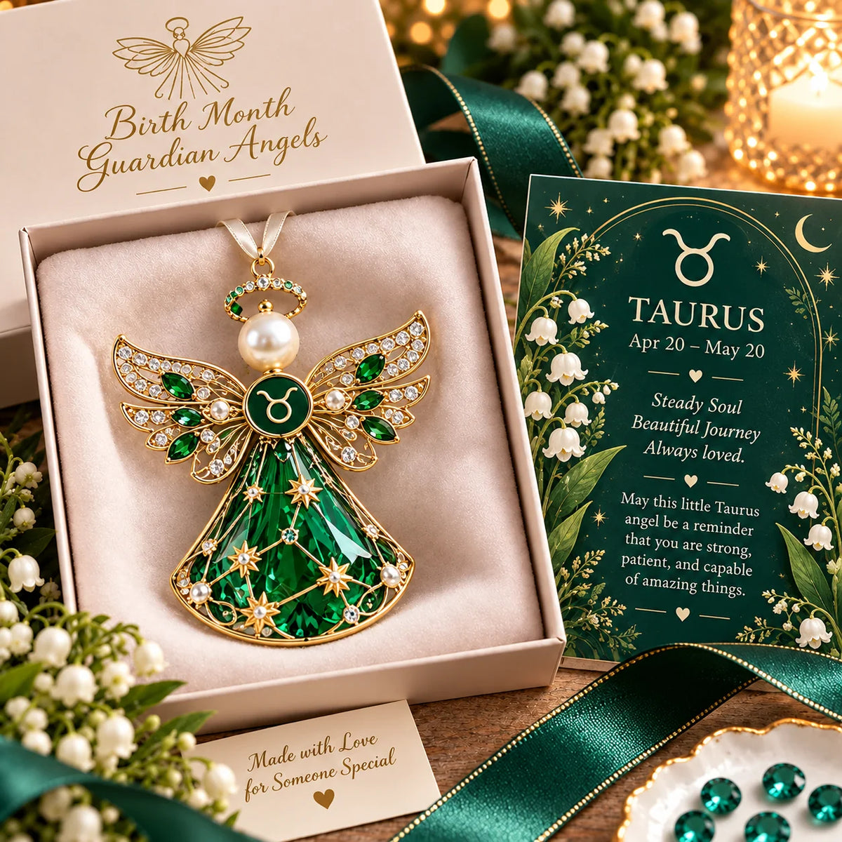 💎👼Christmas Zodiac Birthstone Guardian Angel Card