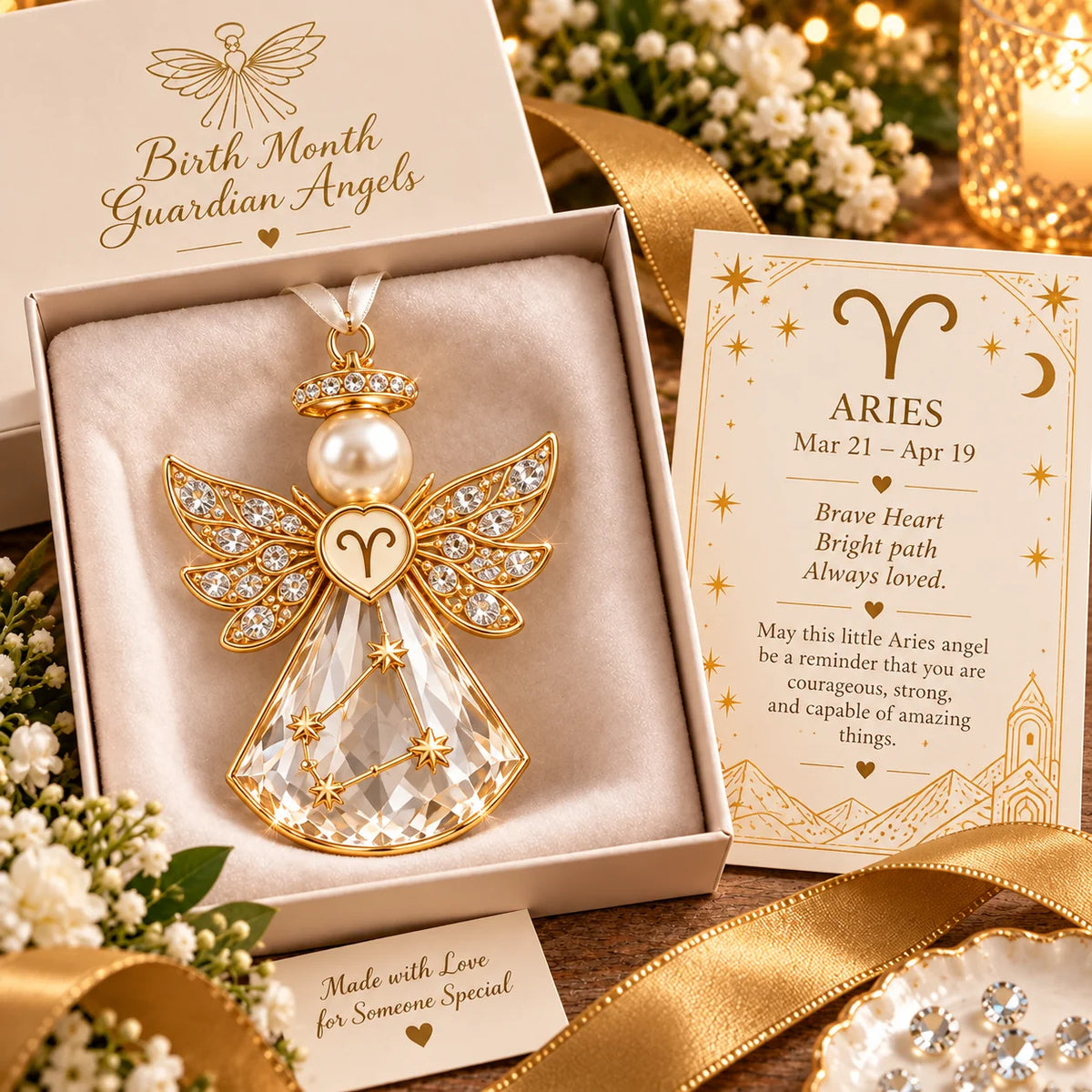 💎👼Christmas Zodiac Birthstone Guardian Angel Card