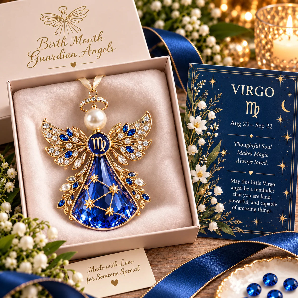 💎👼Christmas Zodiac Birthstone Guardian Angel Card