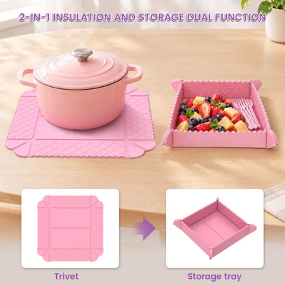 ✨Last Day 49% OFF –  3-in-1 Magnetic Silicone Trivet, Cutting Board & Foldable Serving Tray
