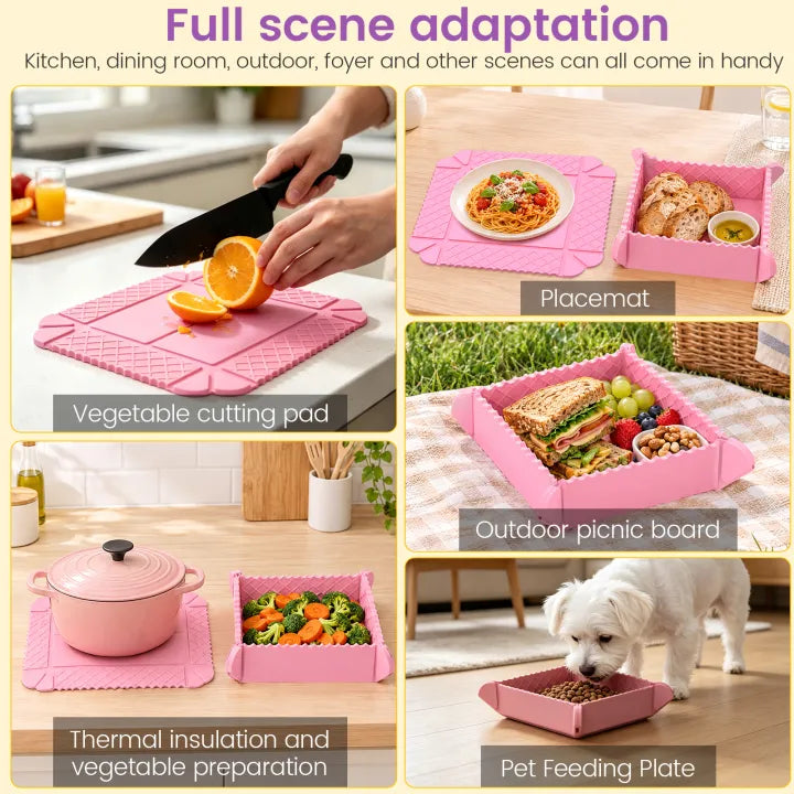 ✨Last Day 49% OFF –  3-in-1 Magnetic Silicone Trivet, Cutting Board & Foldable Serving Tray