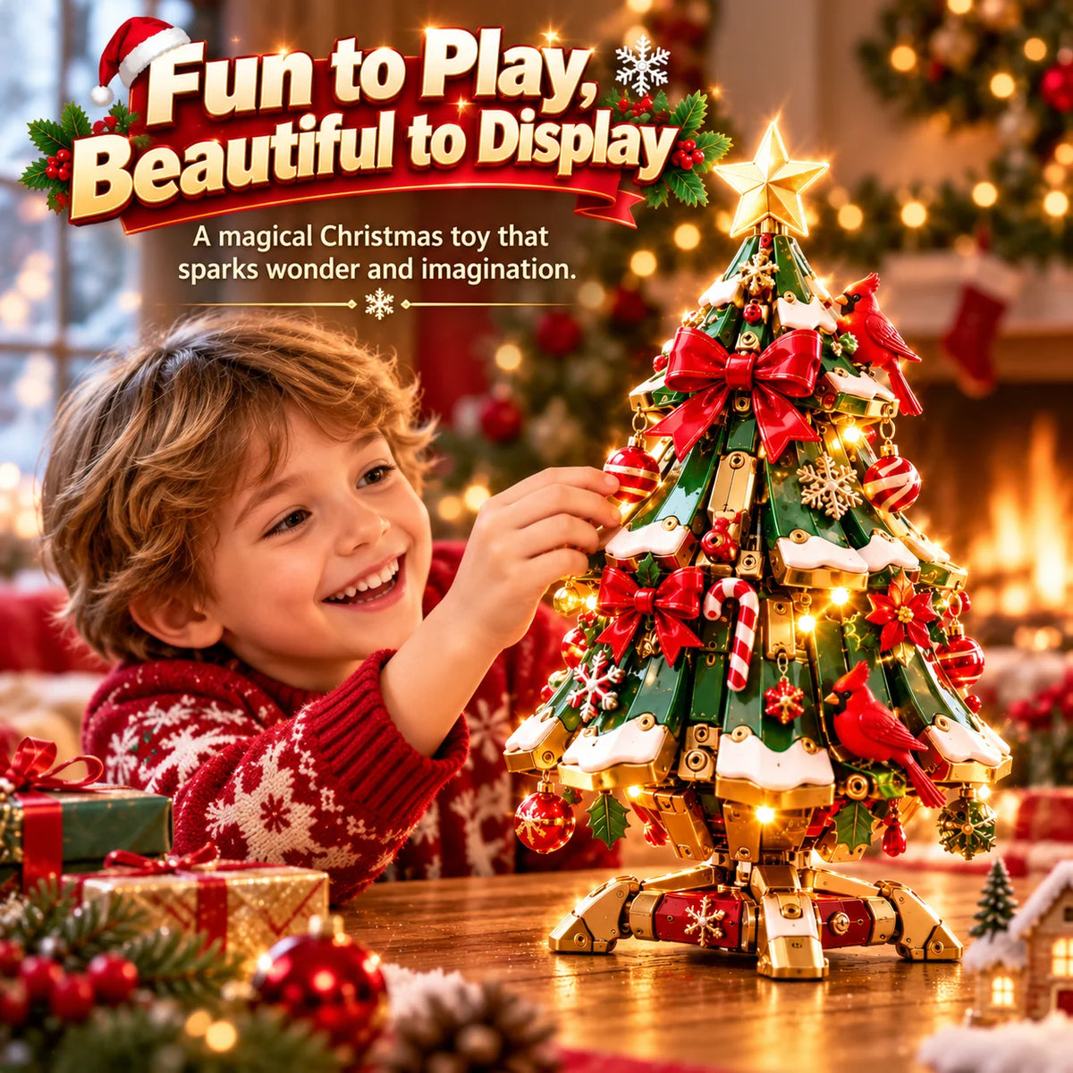 🔥 Last Day 49% Off 🎄Egg-to-christmas Tree™ Magical Transforming Toy – Cardinal Christmas Tree Holiday Gift 🎁