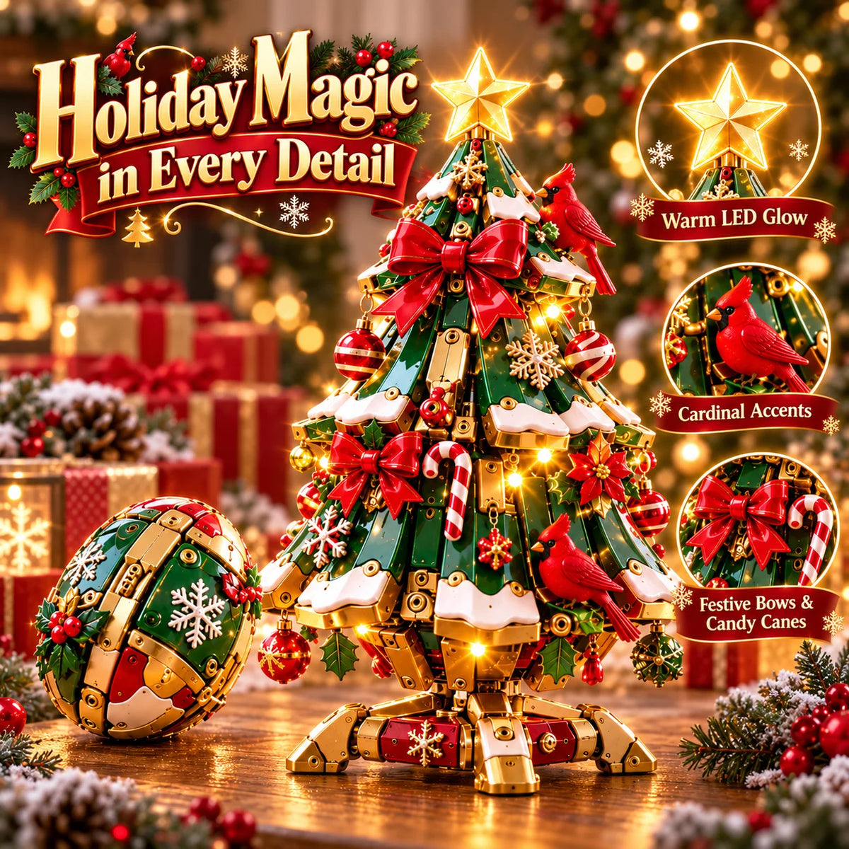 🔥 Last Day 49% Off 🎄Egg-to-christmas Tree™ Magical Transforming Toy – Cardinal Christmas Tree Holiday Gift 🎁