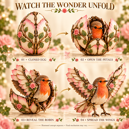 🐦 Rosewing Robin – 2-in-1 Rose Egg to Mechanical Bird Transforming Figure