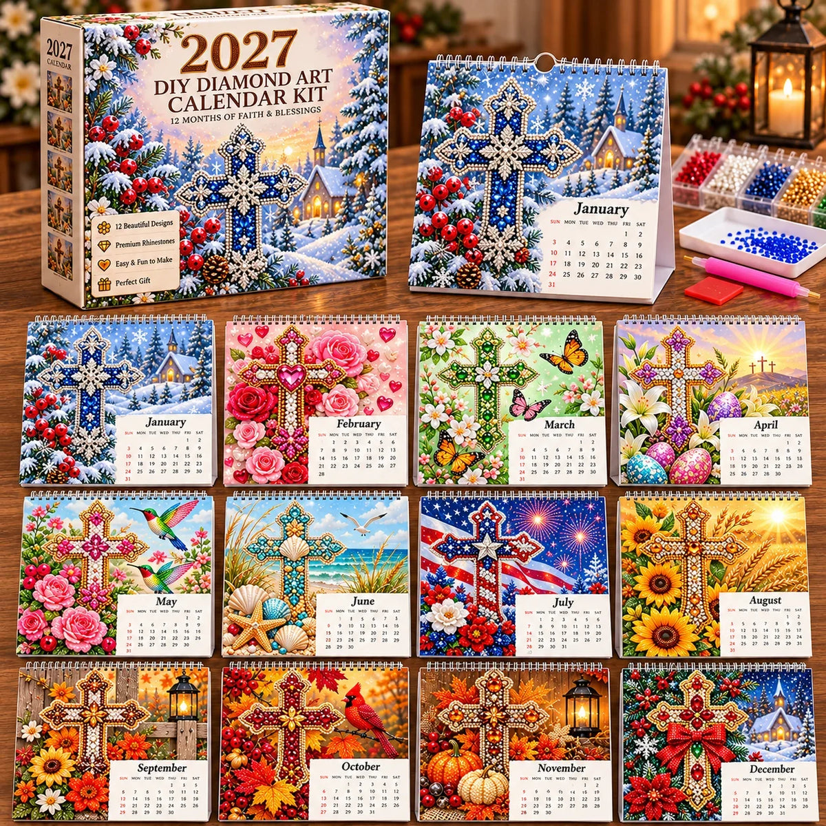 ✝️💎Last Day 49% OFF –  2027 Faith & Blessings DIY Diamond Art Calendar Kit (📦Buy 2 Free Shipping)