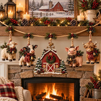 🐄Last Day 49% OFF –  Christmas Farm Friends Hanging Mantel Garland