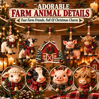 🐄Last Day 49% OFF –  Christmas Farm Friends Hanging Mantel Garland