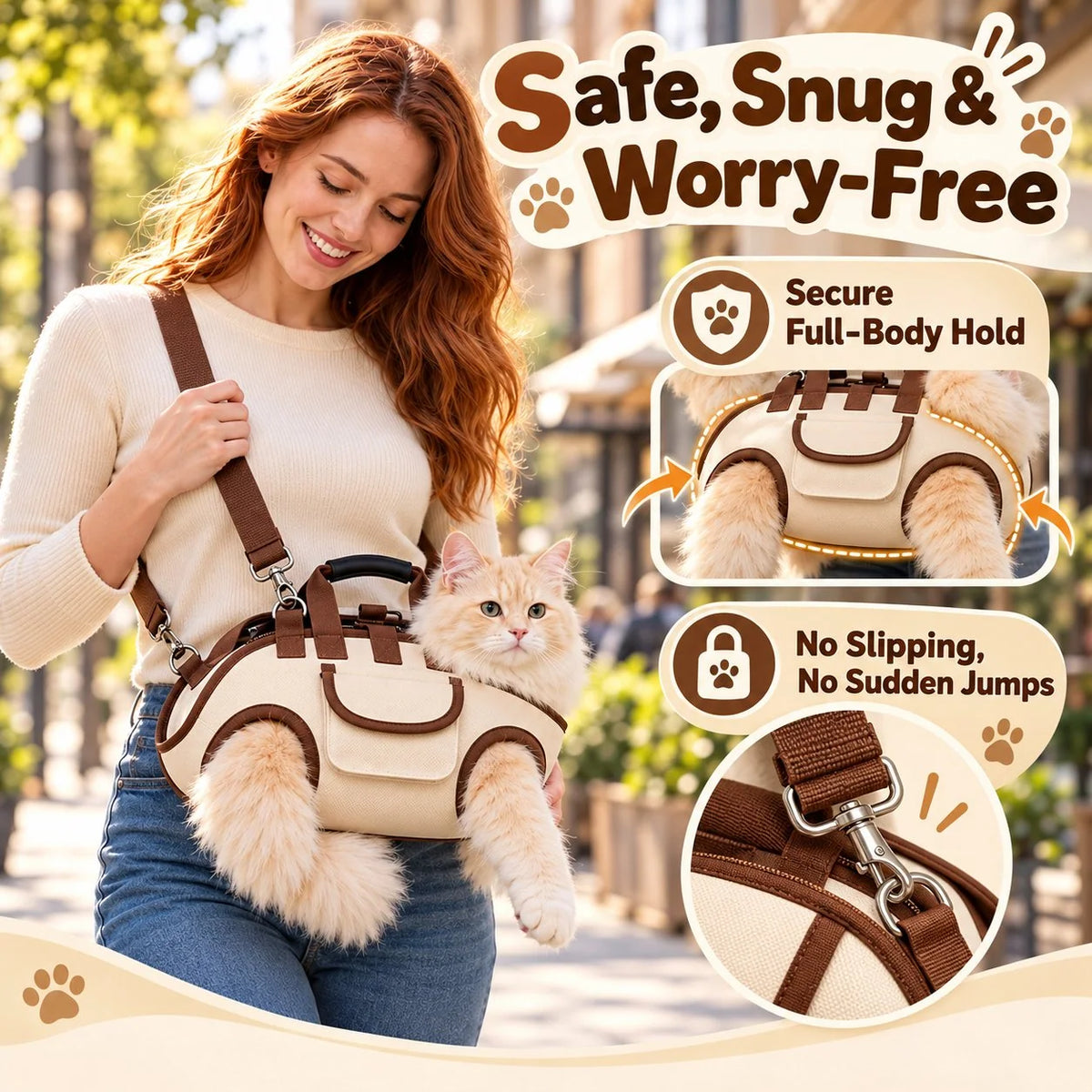 🔥 49% OFF – 😽Hands-Free Pet Sling & Harness Carrier 🐾🐶