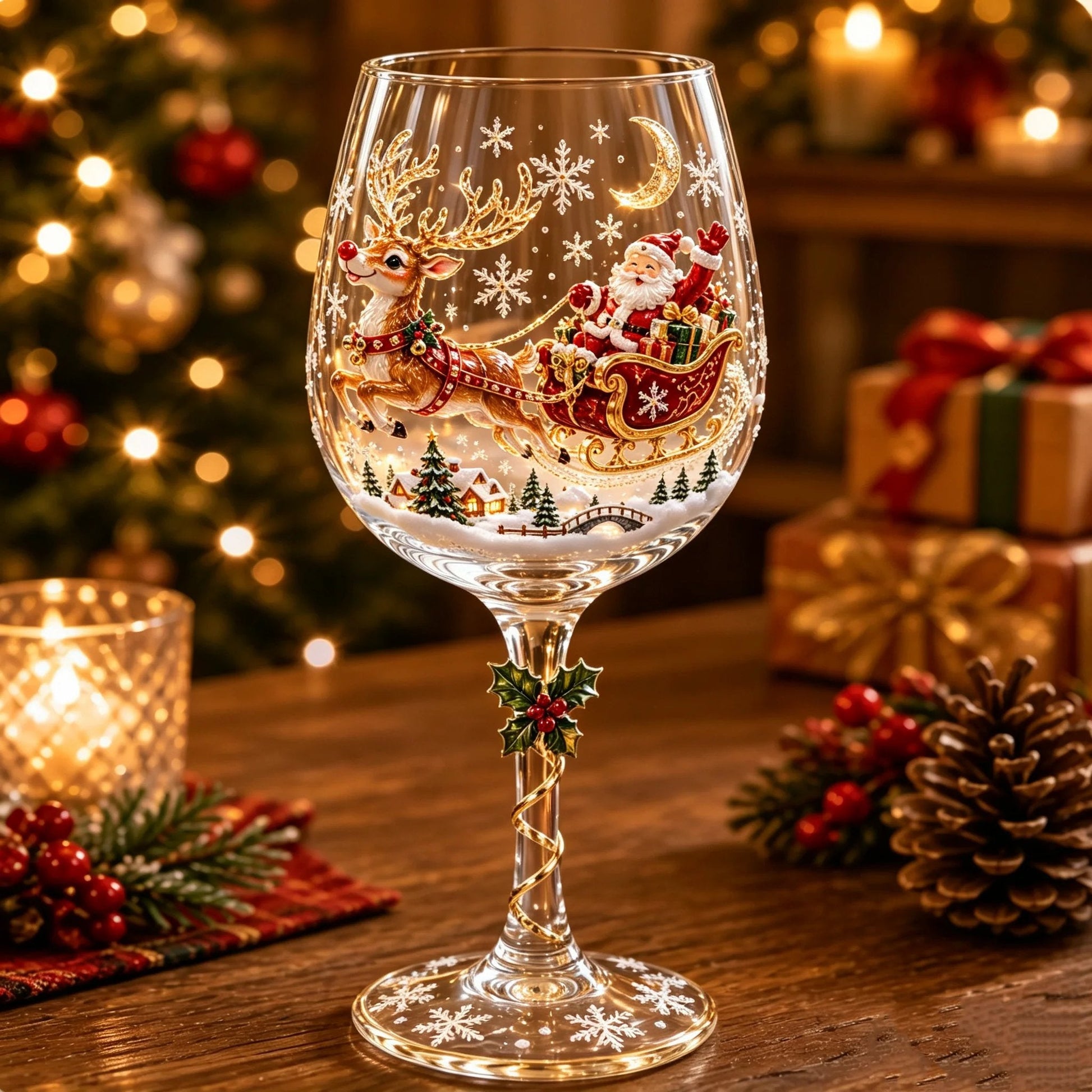 🎅🍷Christmas 3D Wine Glass Collection Gift Box Set✨