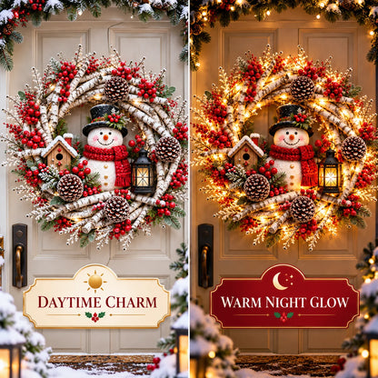 🔥 LAST DAY 49% OFF | Snowy Birch Cardinal Wreath – Lighted Christmas Door Decor ❤️