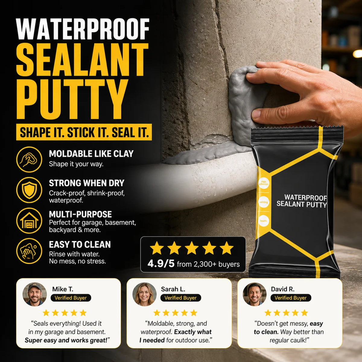 🏠 Limited-time 49% Off! Waterproof Sealant Putty, Mouldable Hole Sealing Filler For Pipe Wall Gap Blocking