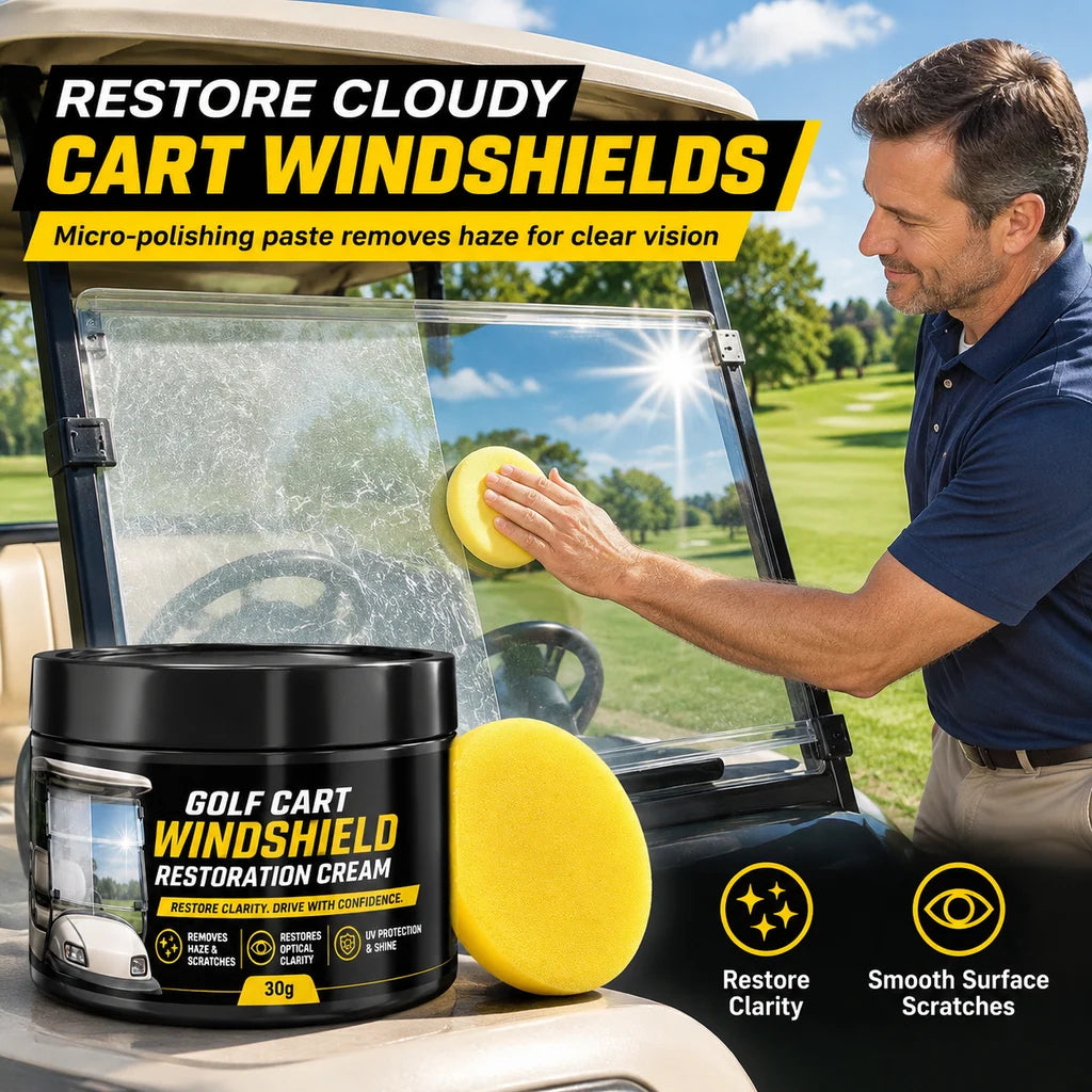 🥳2026 HOT SALE🥳💞50K+ SOLD! 🏌️✨ 49% OFF! Golf Cart Windshield Scratch Repair Paste – buffs away haze & yellowing, restores crystal-clear vision. Includes sponge, easy 3-step hand buffing! 🛡️✅