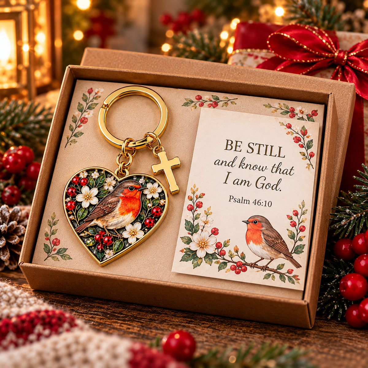 🐦✝️ “be Still” Robin Faith Keyring — A Little Reminder Of Hope | Psalm 46:10