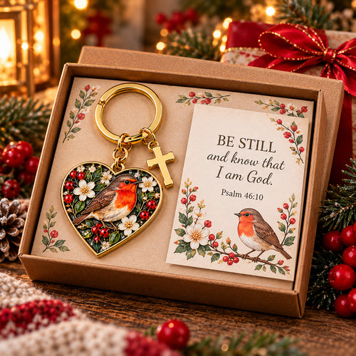 🐦✝️ “be Still” Robin Faith Keyring — A Little Reminder Of Hope | Psalm 46:10