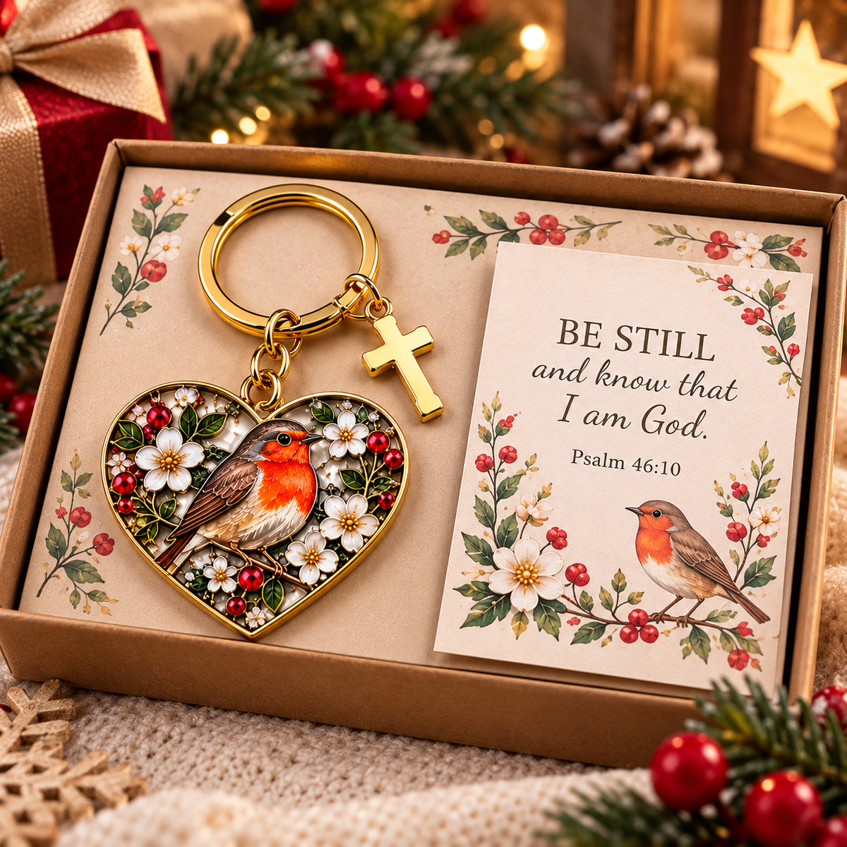 🐦✝️ “be Still” Robin Faith Keyring — A Little Reminder Of Hope | Psalm 46:10