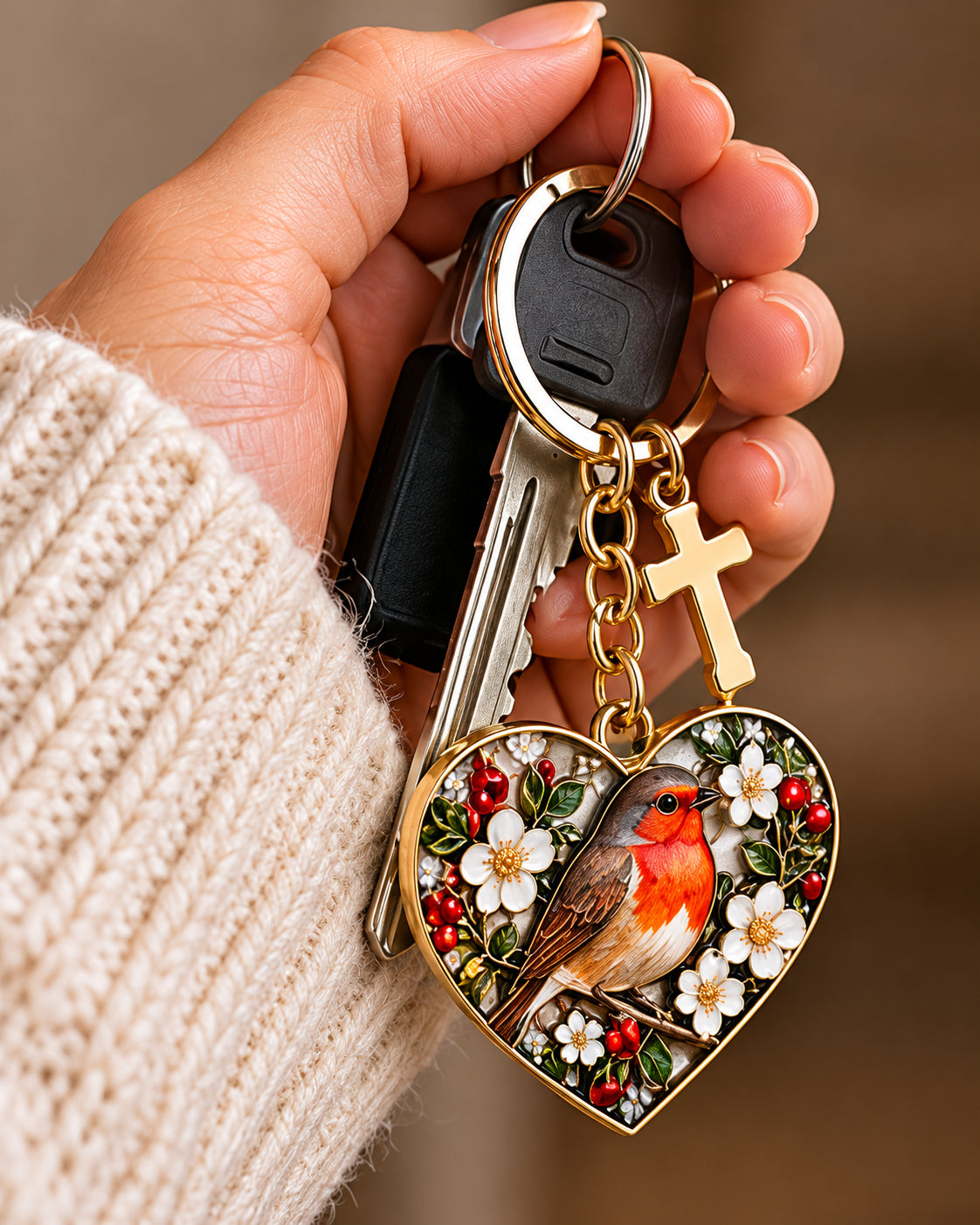 🐦✝️ “be Still” Robin Faith Keyring — A Little Reminder Of Hope | Psalm 46:10
