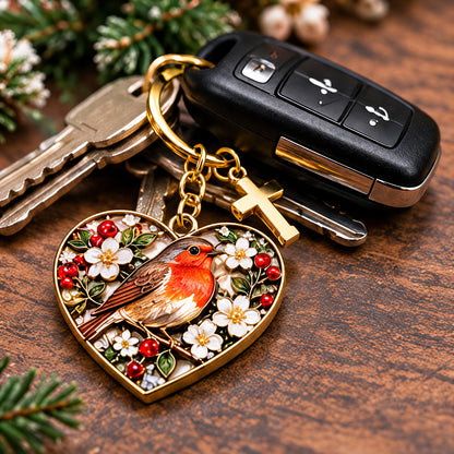 🐦✝️ “be Still” Robin Faith Keyring — A Little Reminder Of Hope | Psalm 46:10