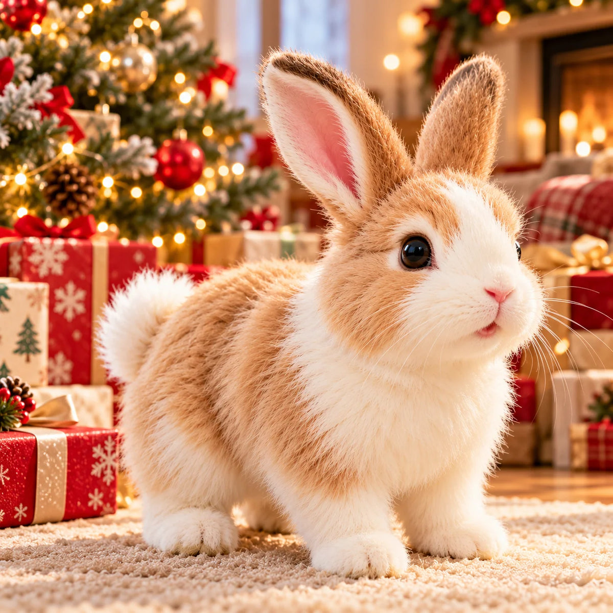 🐰🎄Adorable Realistic Plush Bunny | Interactive Bunny Toy & Heartwarming Gift