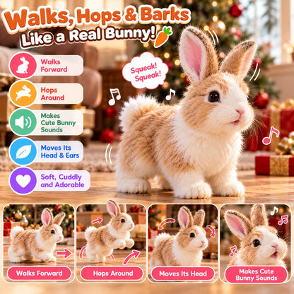 🐰🎄Adorable Realistic Plush Bunny | Interactive Bunny Toy & Heartwarming Gift