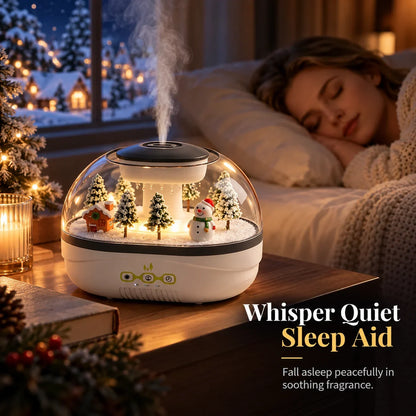 ❄💧 Winterse kerst microlandschap regendruppel aroma diffuser stille ultrasone luchtbevochtiger met nachtlampje🎄