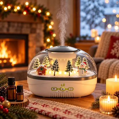 ❄💧 Winterse kerst microlandschap regendruppel aroma diffuser stille ultrasone luchtbevochtiger met nachtlampje🎄