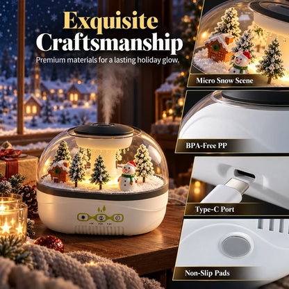 ❄💧 Winterse kerst microlandschap regendruppel aroma diffuser stille ultrasone luchtbevochtiger met nachtlampje🎄