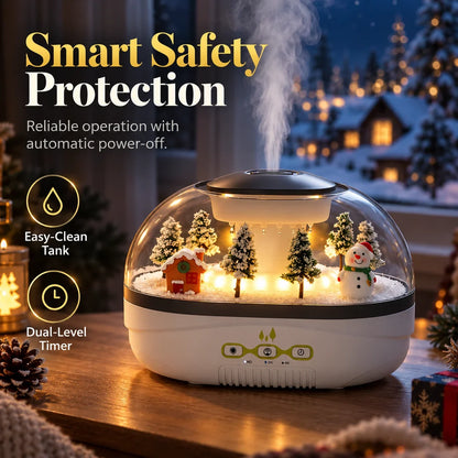 ❄💧 Winterse kerst microlandschap regendruppel aroma diffuser stille ultrasone luchtbevochtiger met nachtlampje🎄
