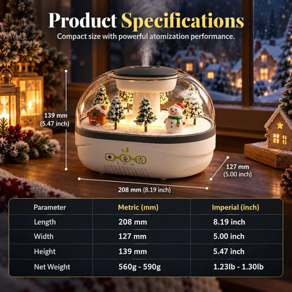 ❄💧 Winterse kerst microlandschap regendruppel aroma diffuser stille ultrasone luchtbevochtiger met nachtlampje🎄