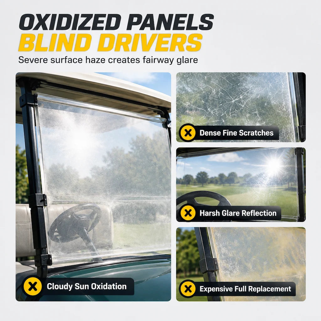 🥳2026 HOT SALE🥳💞50K+ SOLD! 🏌️✨ 49% OFF! Golf Cart Windshield Scratch Repair Paste – buffs away haze & yellowing, restores crystal-clear vision. Includes sponge, easy 3-step hand buffing! 🛡️✅