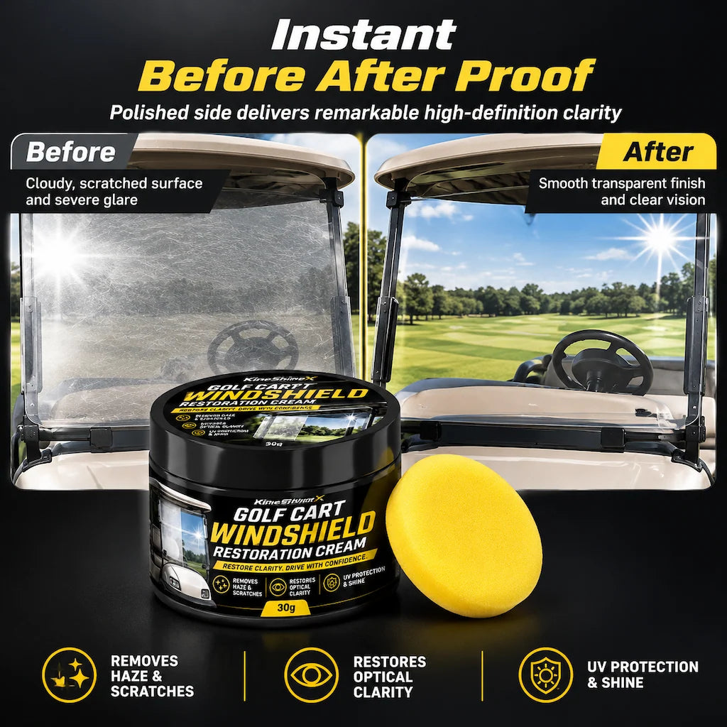 🥳2026 HOT SALE🥳💞50K+ SOLD! 🏌️✨ 49% OFF! Golf Cart Windshield Scratch Repair Paste – buffs away haze & yellowing, restores crystal-clear vision. Includes sponge, easy 3-step hand buffing! 🛡️✅