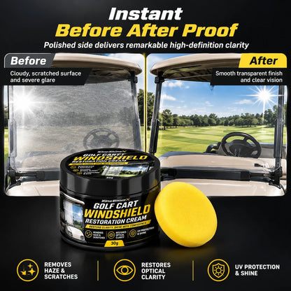 🥳2026 HOT SALE🥳💞50K+ SOLD! 🏌️✨ 49% OFF! Golf Cart Windshield Scratch Repair Paste – buffs away haze & yellowing, restores crystal-clear vision. Includes sponge, easy 3-step hand buffing! 🛡️✅