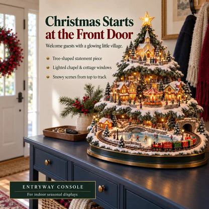 🔥 LAST DAY 49% OFF 🔥 🎄 Lighted Christmas Village Tree – Train, Carousel & Magical Holiday Glow ✨