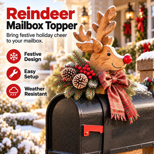 🦌🎄Vintage Christmas Reindeer Mailbox Topper