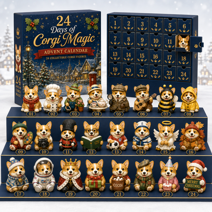 🎅2026 British Corgis Blind Box - 24‑Day Festive Countdown, Corgi Figurines Blind Box - Gift For Corgi Lovers