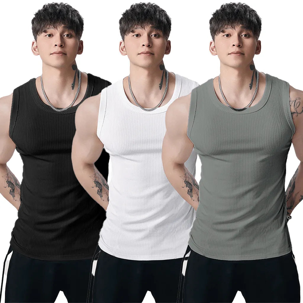 🔥Men's  Wide Strap Ribbed Tank Top
