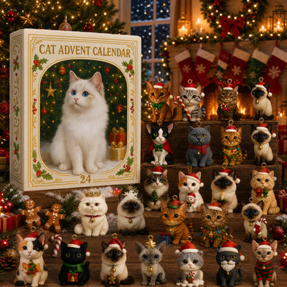 ⏰BUY 2 GET FREE SHIPPING⏰2026 Cat Advent Calendar Gift for Adults Friends Cat Owners and Lovers Christmas Holiday Countdown Gift 24 Designs Cats Charm Christmas Tree Ornament