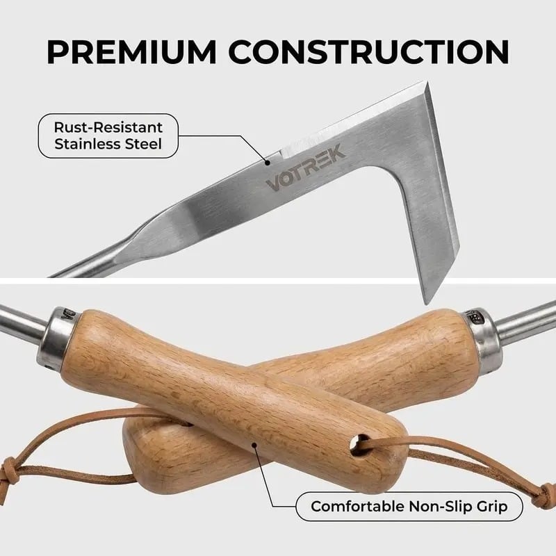 🌱50% OFF NOW! 2026 New Crack Weeder Tool Crevice Cleaning Tool‑Manual Hand Weeder with Wooden Handle, Sturdy Metal Weeding Tool for Pavement Joints, Patio Bricks & Garden Crevice Weed Removal