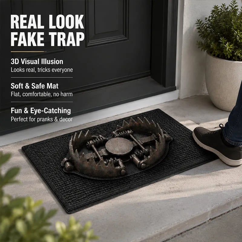 💥 LAST DAY 50% OFF - 😂 Gotcha! 3D Bear Trap Illusion Doormat – Funny Prank Entry Mat
