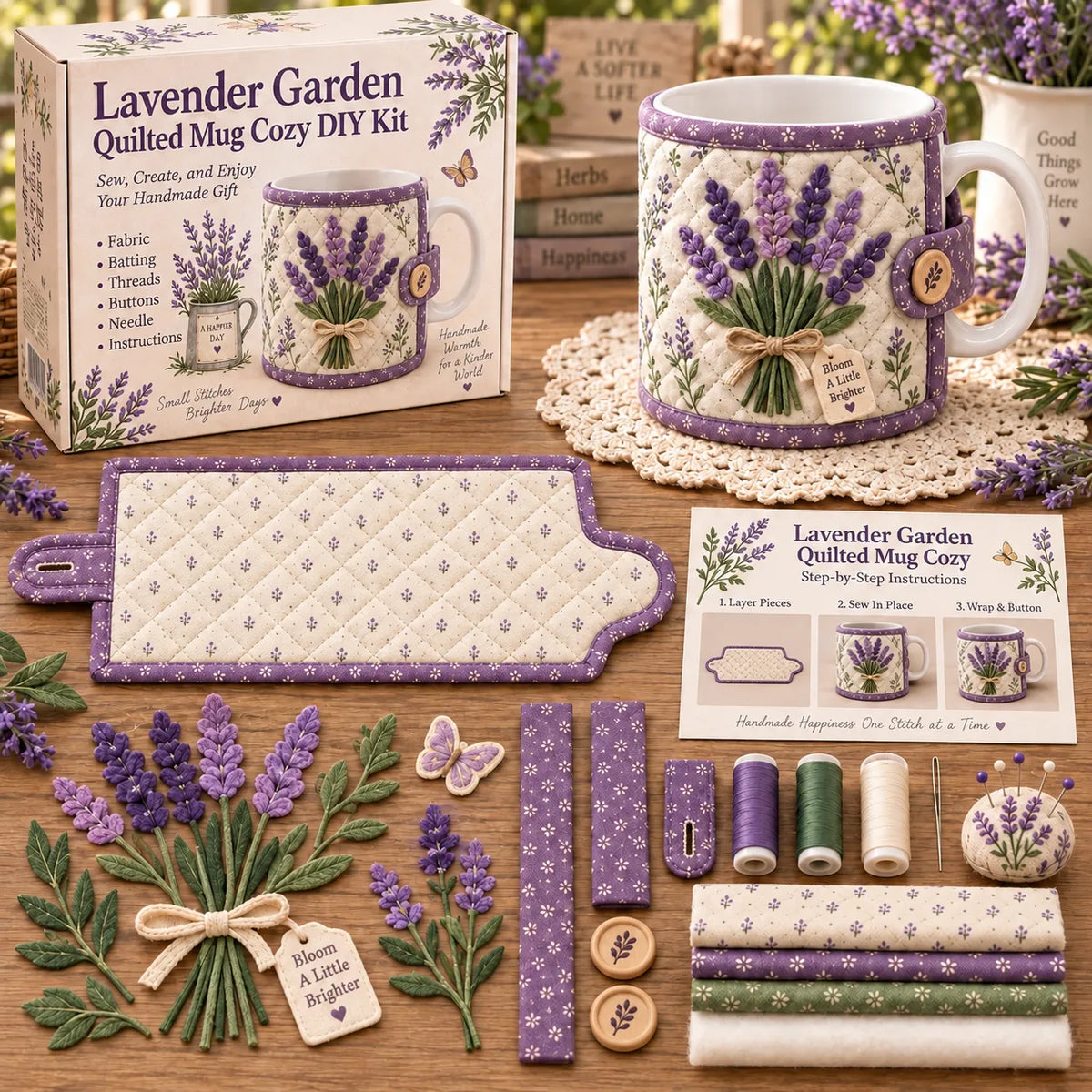 🌸Garden Quilted Mug Cozy DIY Kit