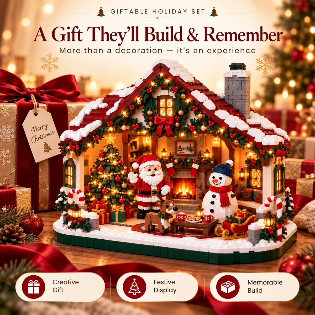 🔥Buy More Save More🔥- 🎄 Cozy Christmas Cottage Building Set – Build Together, Create Memories & Display with Pride