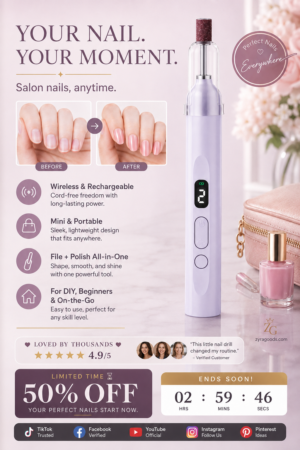 💅 Last Day Special Price £9.99 ! ✨Portable Multifunctional Electric Nail Drill