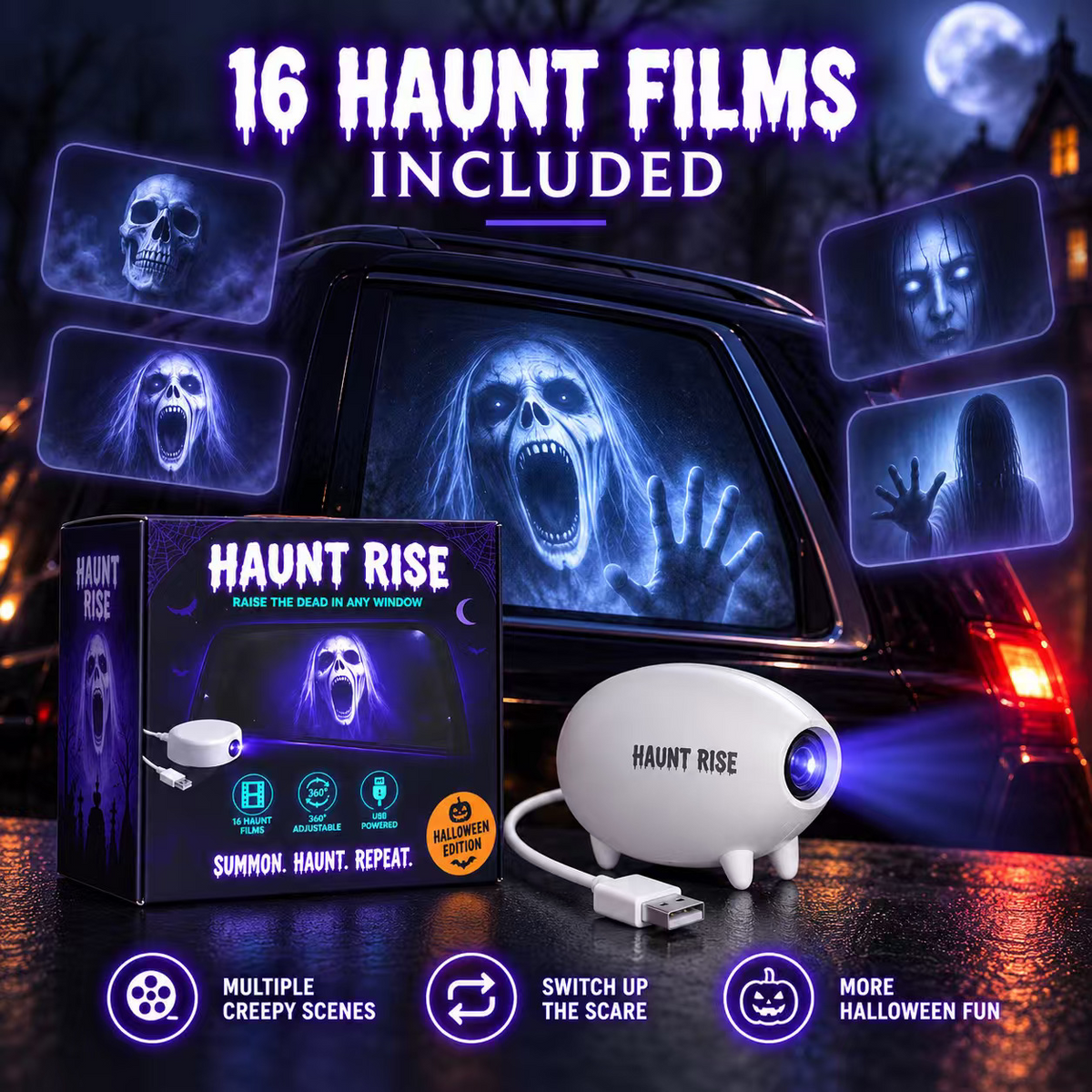 🎃 👻 Haunt Rise Halloween Window Projector-360° Adjustable Stand for Home Decor 🎃(✨Buy 2 Free Shipping)