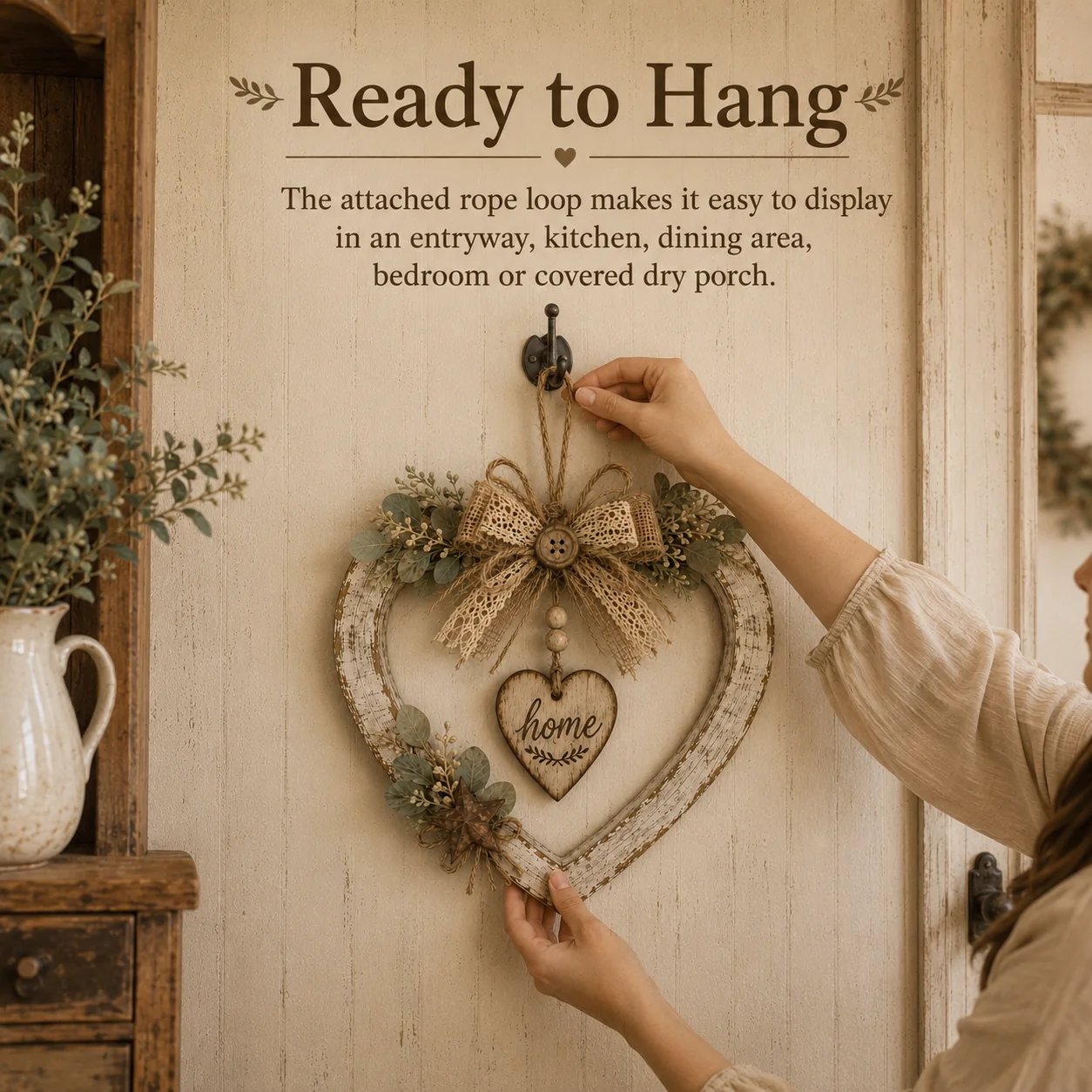 🤎Rustic Farmhouse Heart Wall Decor with “Home” Sign