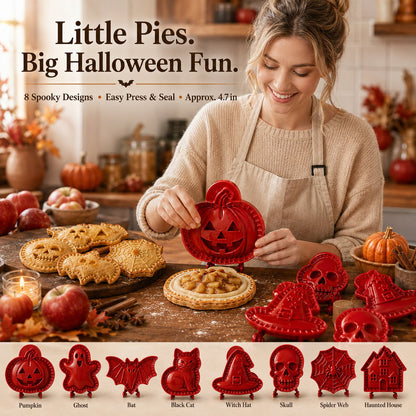 👻 Halloween Mini Pie Molds (Set of 8) – Easy Spooky Baking with Kids for Party Treats!