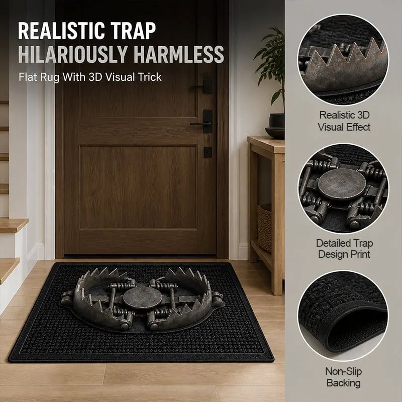 💥 LAST DAY 50% OFF - 😂 Gotcha! 3D Bear Trap Illusion Doormat – Funny Prank Entry Mat