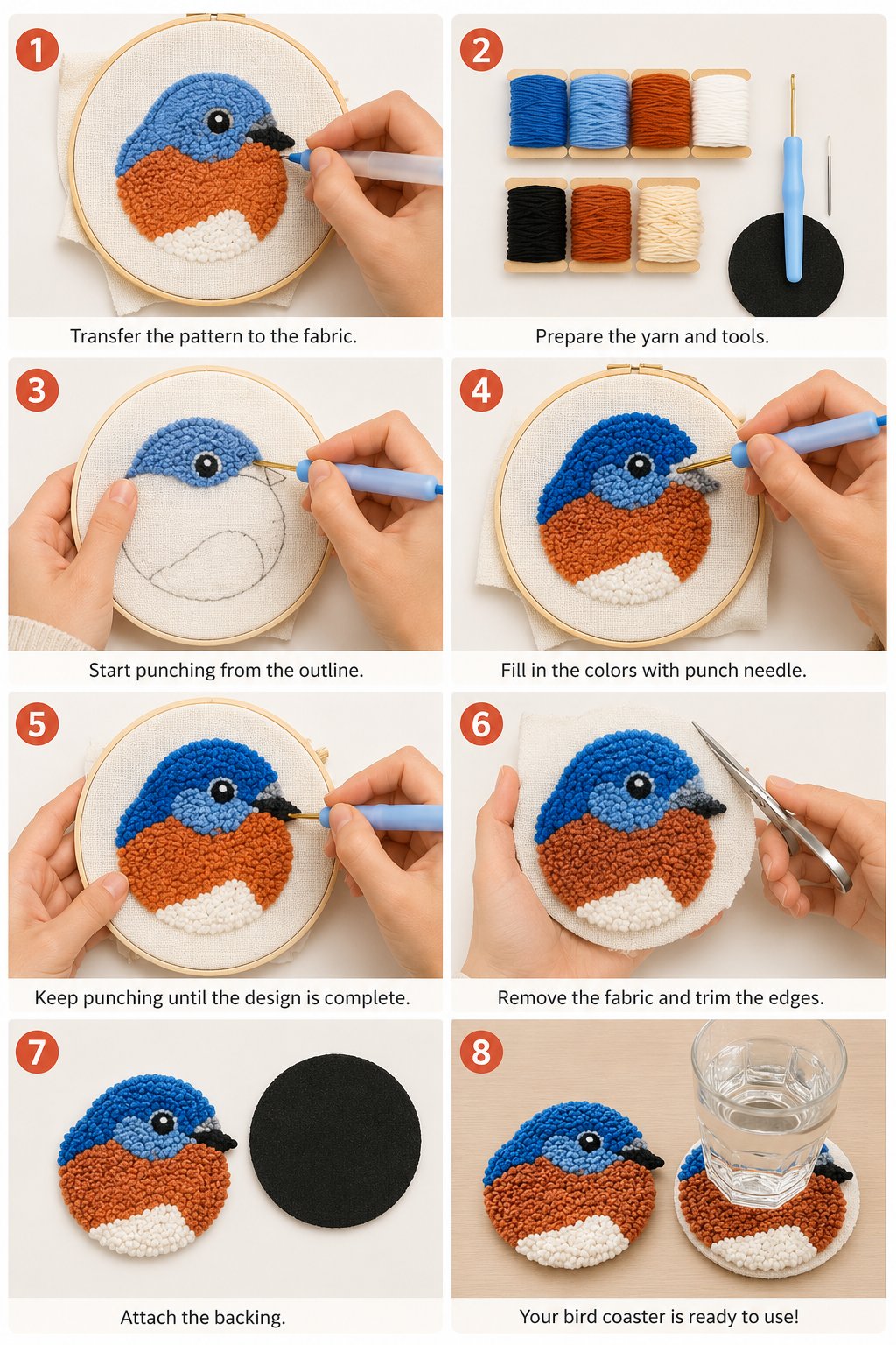 🔥LAST DAY 49% OFF - 🧵Beginner-Friendly🐦DIY Bird Coasters Punch Needle Kit