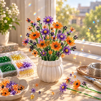 🏆Limited Time Sale 49% OFF 🌼✨DIY Beaded Wildflower Bouquet Kit – Handmade Crystal Flower Craft Set🌸✨