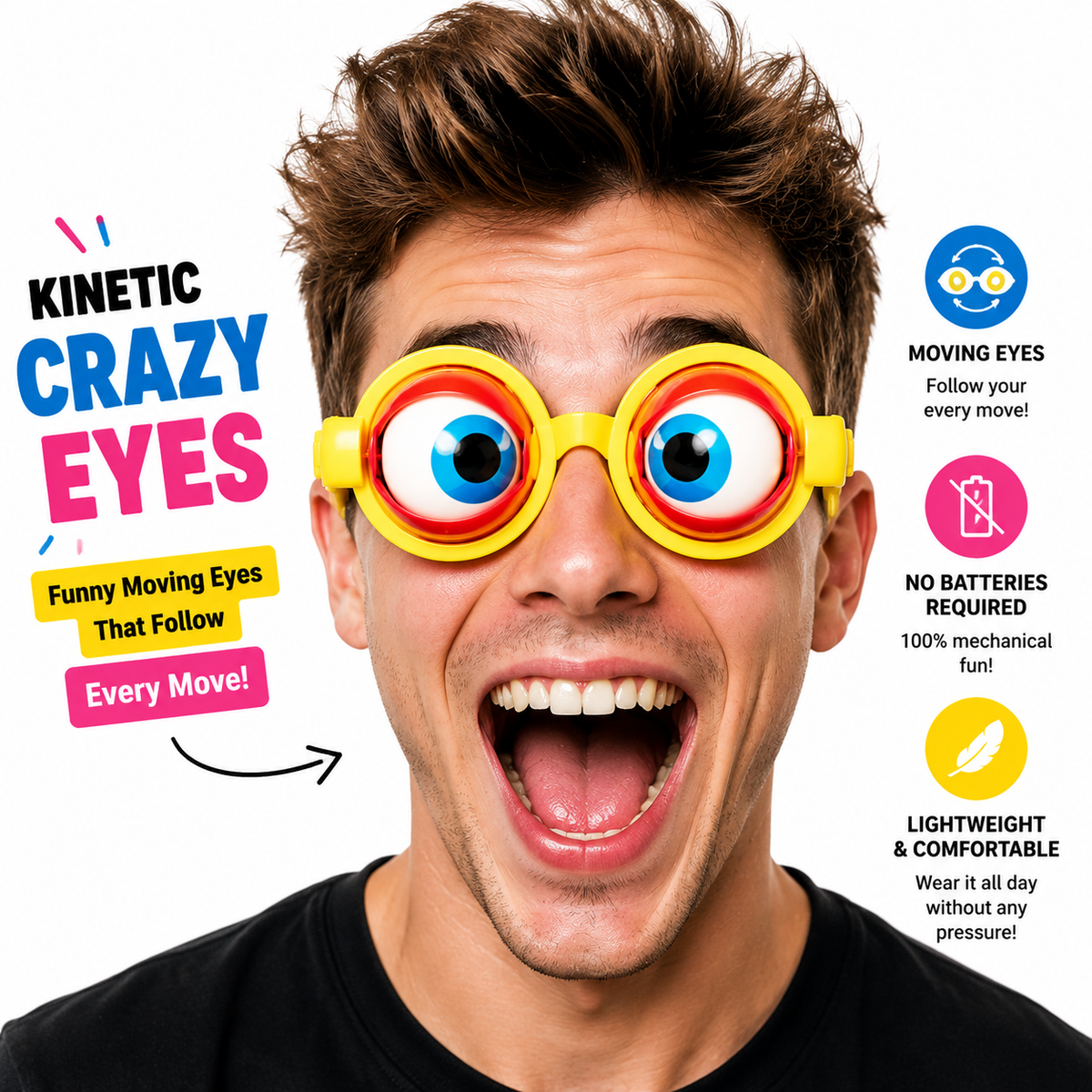 🤪 Kinetic Crazy Eyes Glasses 👓 for Instant Laughs 😂 & Party Fun