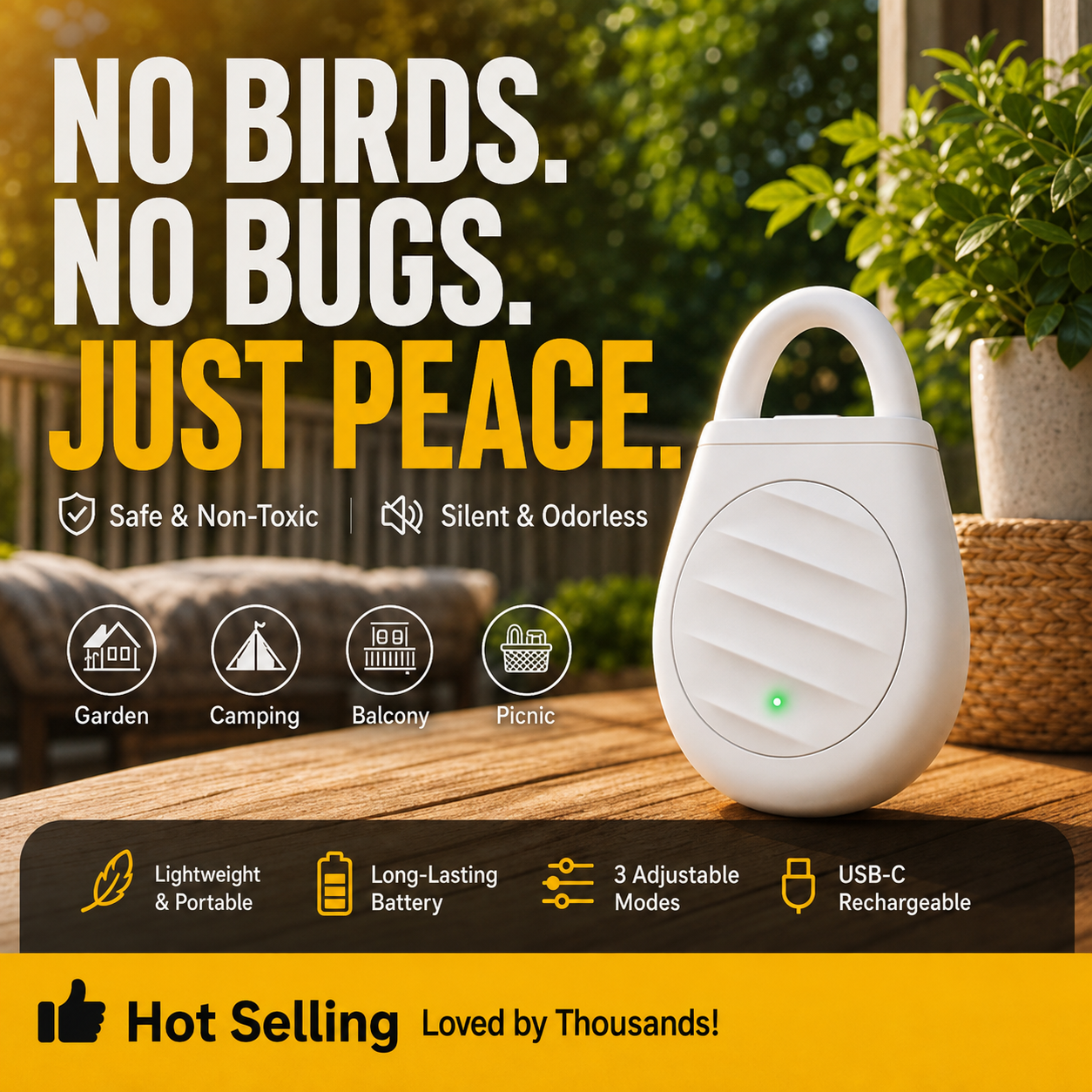 No more trouble from birds, beasts and locusts！Portable Ultrasonic Bird Repellent Keychain