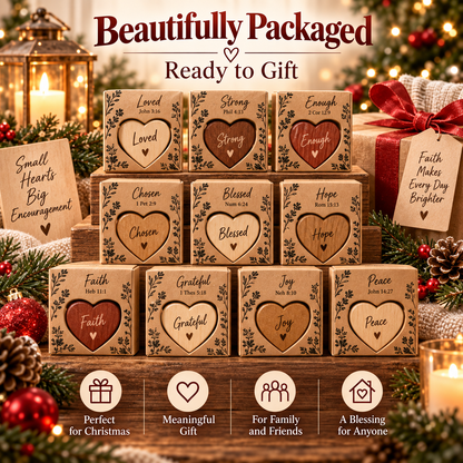 🎄 24 Days of Faith Advent Calendar – 24 Wooden Heart Scripture Keepsakes ✝️
